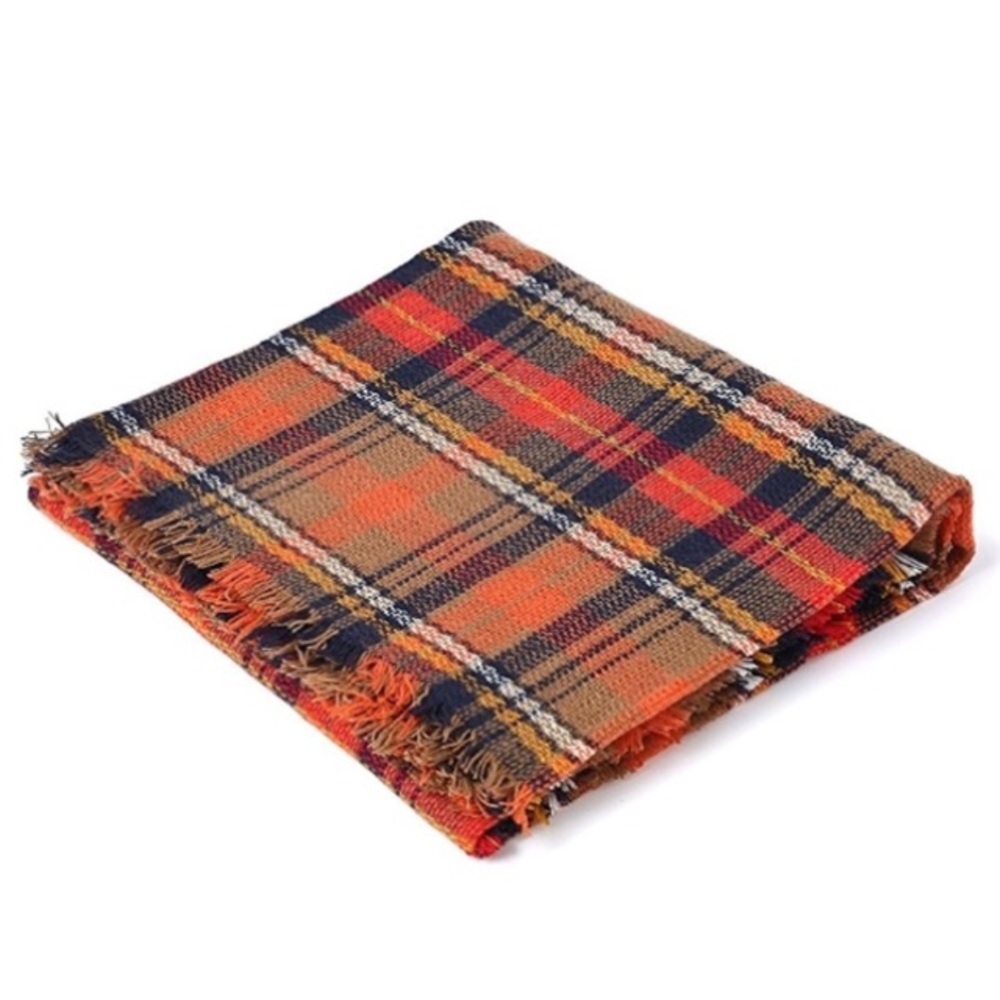 Pumpkin Spice Plaid Ultra Plush Blanket Scarf - Picture 7 of 7